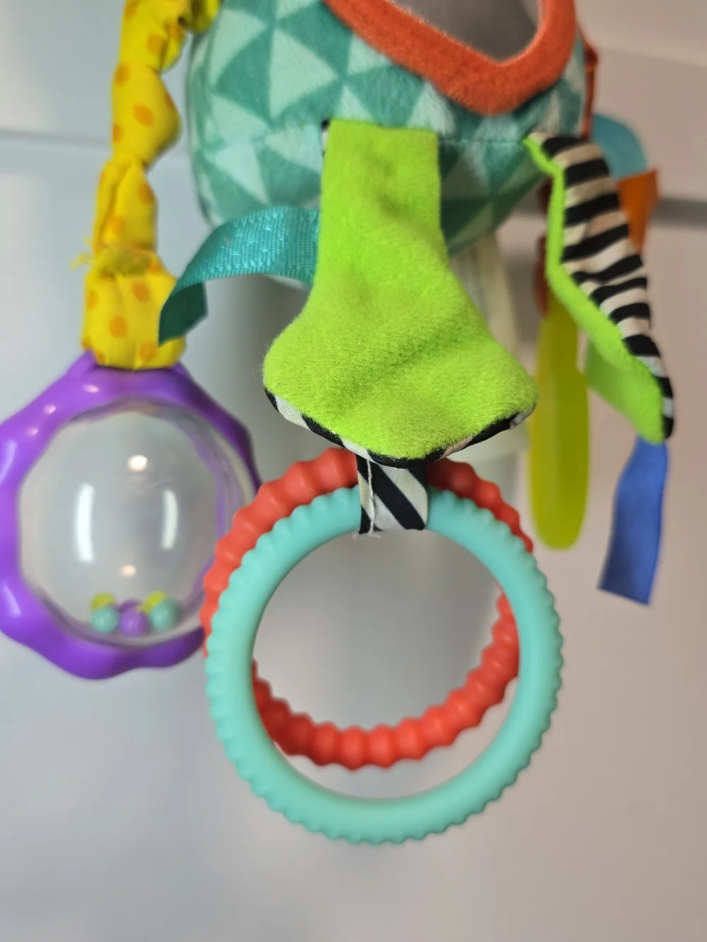 Bright Green Frog Sensory Activity Toy with Mirror and Teethers